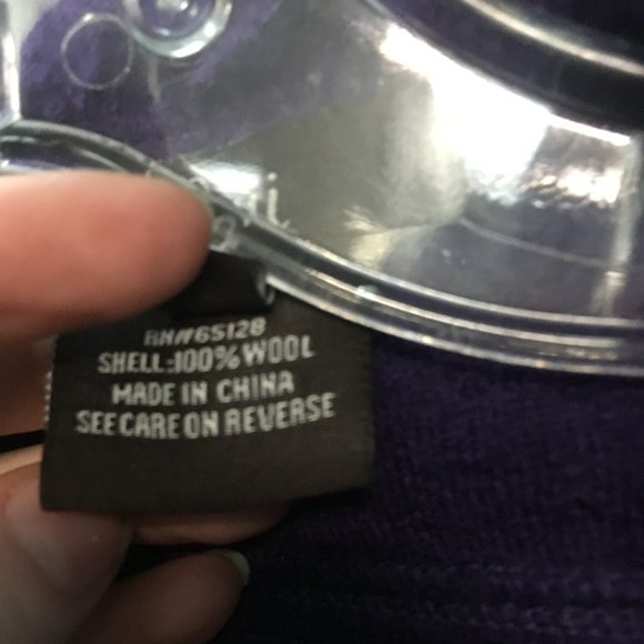 LUII Wool Purple Ruffle Front Jacket Coat Sweater - Picture 16 of 16